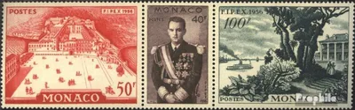 Produktbild von Briefmarken Monaco 1956 Mi 533-535 Dreierstreifen postfrisch FIPEX