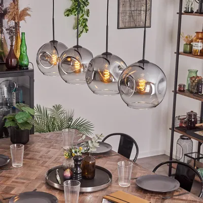 Produktbild von Villamare Hängelampe aus Metall/Glas in Schwarz/Rauchfarben/Klar