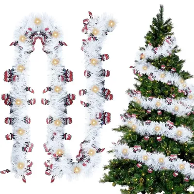 Lametta-Girlande 5 m, LED, warmweiß, Kunststoff, batteriebetrieben
