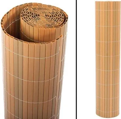 Productafbeelding van Balkonbekleding - Zichtwerende mat - Voor privacy - Natuurlijk materiaal - 90 x 300 cm - Teak