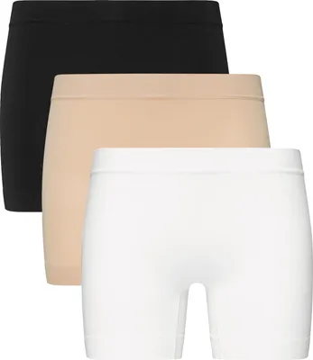 Produktbild von Jockey Damen Slipshorts, 3er Pack - Skimmies Short Length Slipshort, einfarbig Schwarz/Weiß/Beige S