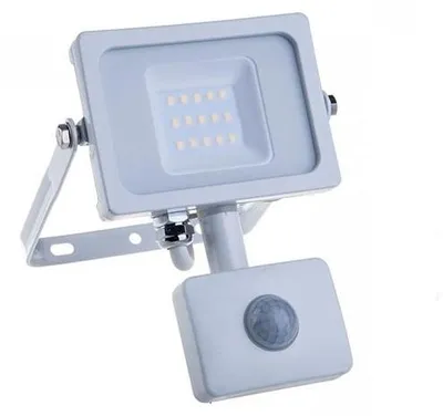 Immagine prodotto di V-TAC PRO VT-10-S faro led 10W ultra slim bianco con sensore PIR bianco caldo 3000K IP65 - SKU 433