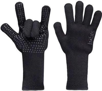Imagen del producto de Guantes resistentes al calor Unyqoos® de aramida, resistentes hasta 800 °C, talla 10 (para hombre), fibra de aramida con puntos de silicona, cumplen con las normas EN 407 y EN 388, 1 par, para usar en barbacoas, hornos o chimeneas