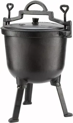 Productafbeelding van Gietijzeren Ketel - Jachtketel Goulashpan - Buiten Koken - Gelijkmatige Warmteverdeling - 7 Liter - Zwart