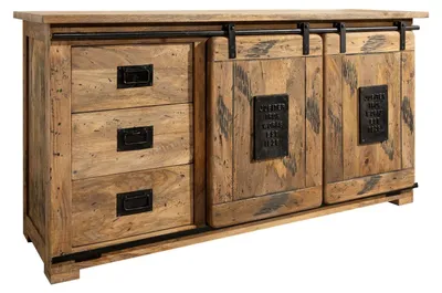 Immagine prodotto di MASSIVMOEBEL24 | credenza in legno di Mango 150x45x80 mango naturale laccato RAILWAY #100