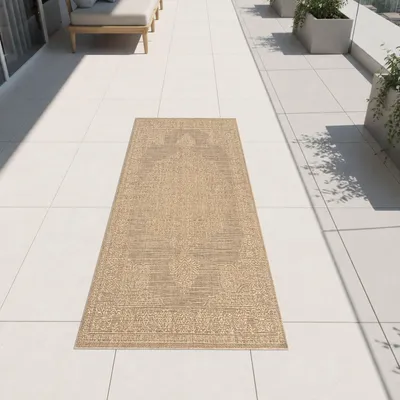 Immagine prodotto di Tappeto beige, facile da pulire, adatto per interni, balconi e terrazze. Dimensioni: 60 x 90 cm