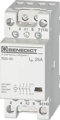 Obrázek produktu pro Benedict instalační stykač, 25 A, 220–240 V, 50 Hz, 230–264 V, 60 Hz, 1 ks.