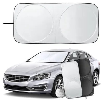 Immagine prodotto di Parasole per parabrezza auto - 150 x 70 cm - Pieghevole - Argento e nero
