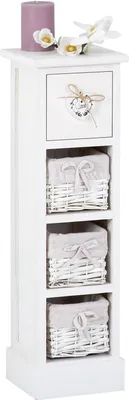 Produktbild von Schubladenkommode FLOWER Schubladenregal Standregal in weiß mit 1 Schublade und 3 Körben