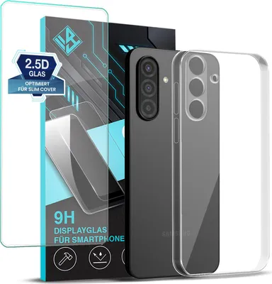 Produktbild von Handyhülle für Samsung Galaxy A37 5G mit 9H Displayglas Displayschutz Hülle Transparent Flexibel Elastisch Case Cover Backcover Schutzhülle