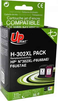 Immagine prodotto di UPrint kompatybilny inchiostro / cartuccia d'inchiostro F6U68AE, F6U67AE, HP 302XL, H-302XL BK/CL PACK, nero+colore, 600+400s, 20+18ml