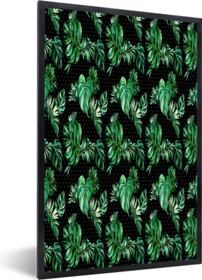Produktbild von MuchoWow® MuchoWow® Gerahmtes Poster Weinlese - Monstera - Blätter 40x60 cm - Poster mit zchwarzem Bilderrahmen - Papierdruck - Wandbilder