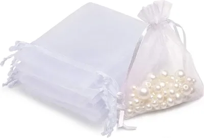Produktbild von Organzasäckchen mit Kordelzug, 25 Stück 10 x 15 cm Geschenksäckchen, Säckchen zum Befüllen, Geeignet für Hochzeiten, Geburtstage und Andere Szenen