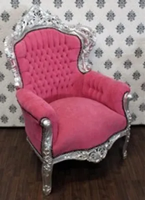 Produktbild von Casa Padrino Barock Sessel King Rosa / Silber 85 x 85 x H. 120 cm - Barock Möbel