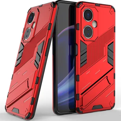 Produktbild von Armor Hülle für OnePlus Nord CE 3 Lite /Nord N30, Hybrid PC TPU Bumper Stoßfestes Schutzhülle mit Standfunktion Rot