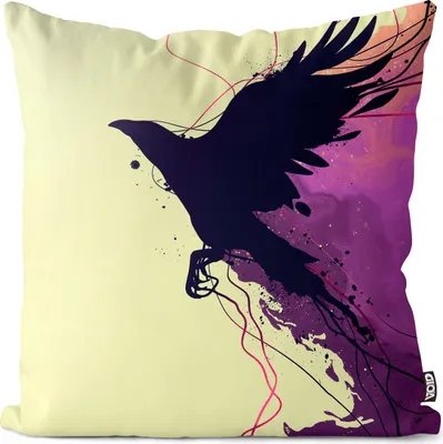 Produktbild von VOID Rabe Grafik Vogel Kissenbezug Kissenhülle Sofakissen Kissen Deko Outdoor-Kissen Dekokissen