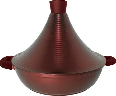 Obrázek produktu pro Hliníkový litý tagine tagine Ø32cm indukční silikonové rukojeti hrnec na vaření v páře pekáč Burgundy