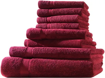 Produktbild von XL-Set 8tlg Frotteetücher Elegance 100% Baumwolle 500 gsm Gästetücher Handtücher Duschtücher Badetücher bordeaux