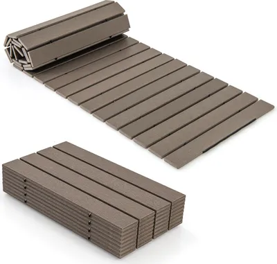Obrázok produktu pre COSTWAY rolovací chodník z HDPE, rolovací chodník 242x55cm, záhradný chodník odolný voči poveternostným vplyvom, chodníková doska na svadbu, párty, záhradu, sivá