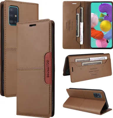 Immagine prodotto di Custodia per Samsung Galaxy A71 4G, custodia in pelle flip wallet con slot per carte e supporto Marrone