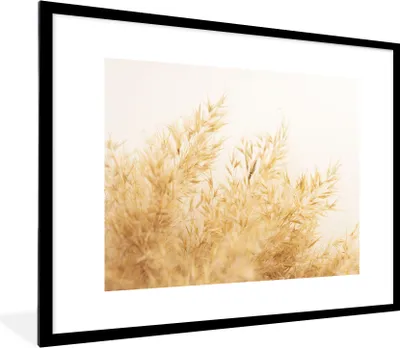 Produktbild von MuchoWow® Gerahmtes Poster Pampasgras - Sonne - Gras 80x60 cm - Poster mit Schwarzem Bilderrahmen Wandposter Rahmen Foto Bilder - Schlafzimmer-Dekorationen - Fotoposter