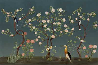 Immagine prodotto di Sanders & Sanders fotomurale fiori e uccelli blu scuro 424 x 280 cm