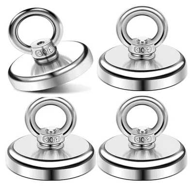 Produktbild von Neodym Magnete 4 Stück 42mm Extra Stark 65KG Magnetfischen mit Öse