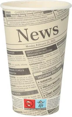 Produktbild von Trinkbecher, Pappe "To Go" 0,4 l Ø 9 cm · 13,9 cm "Newsprint"