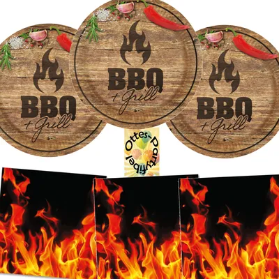 Produktbild von Grill-BBQ-Party-Set 36tlg. - für 16 Gäste 16 Teller 20 Servietten
