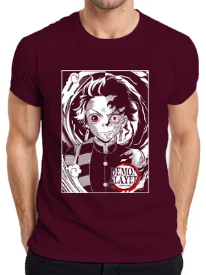 Immagine prodotto di Maglietta da uomo dell'anime Kimetsu no Yaiba, borgogna, M
