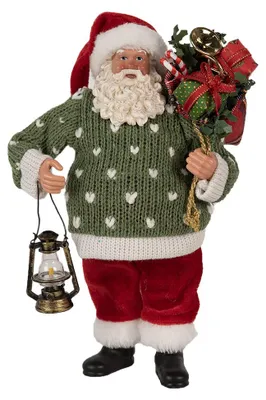 Immagine prodotto di Clayre & Eef decorazione natalizia figura Babbo Natale 27 cm verde rosso plastica