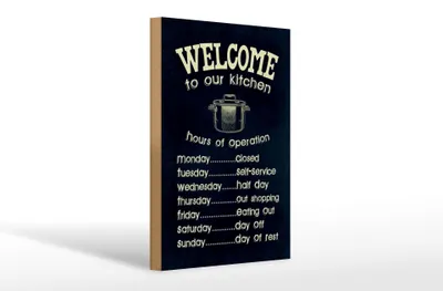 Produktbild von Holzschild Spruch 20x30cm Welcome to our kitchen hours