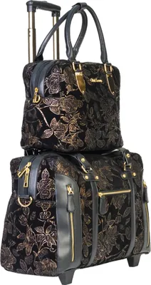Produktbild von Luxus Damen Umhänge Laptop Akten Rollen Trolley mit Handtasche Schwarz Bowatex