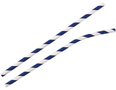 Produktbild von Papiertrinkhalme  Flex 6x197mm dunkelblau/weiß gestreift VE=100 Stück