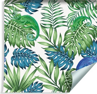 Obrázek produktu pro 10m VLIES TAPETE Roll Green Chameleons Exotic Leaves NATURE XXL