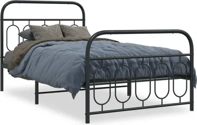 Produktbild von vidaXL Bettgestell mit Kopf- und Fußteil Metall Schwarz 107x203 cm
