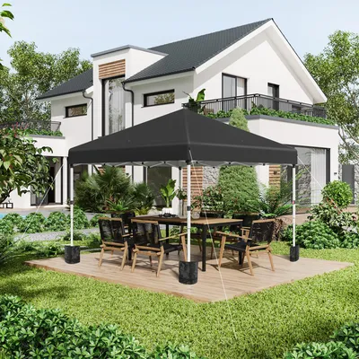 Produktbild von Faltpavillon Pop-Up höhenverstellbar 3-stufig, Partyzelt mit 2 Seitenwänden, Polyester Stahlgestell, Schwarz | 3x3 m | UV30+ | 16,4 kg