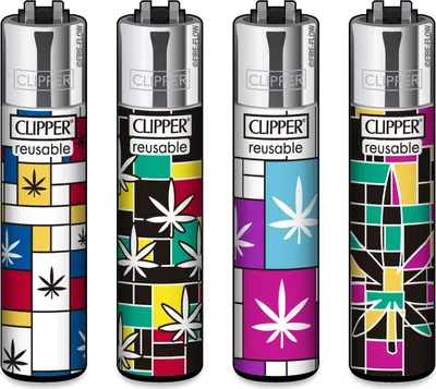 Produktbild von Clipper® Feuerzeuge 4er Set: Modern Weed