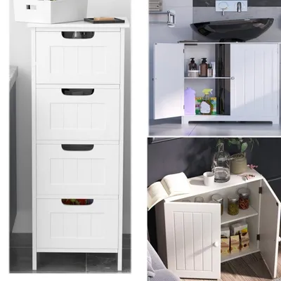 Produktbild von Wandschrank Hängeschrank Badezimmerschrank 50x60x15cm Weiß