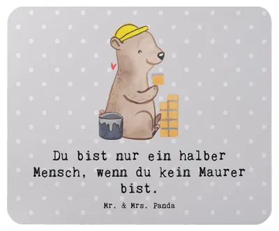 Produktbild von Mr. & Mrs. Panda Mouse Pad Maurer Herz - Grau Pastell - Geschenk, Handwerker, Mauspad, pc, Lustig, Mousepad, computer, Witzig, Spruch