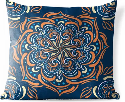 Produktbild von MuchoWow® Outdoor Kissen - Mandala - Orange - Muster - 50x50 cm - Wetterfest - Lounge Kissen - Komfortabel - Kissen mit Bild