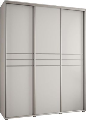 MEBLE KRYSPOL Cannes 10 Schrank mit 3 Schiebetüren - 205,2x200x45 cm - Weiß Weiß Silber