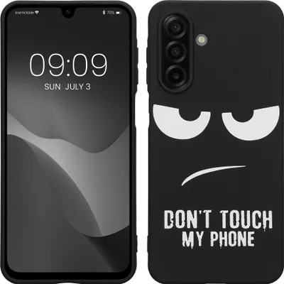 Produktbild von kwmobile Hülle kompatibel mit Samsung Galaxy A17 4G / 5G - Handyhülle Silikon Case - Don't touch my Phone Weiß Schwarz