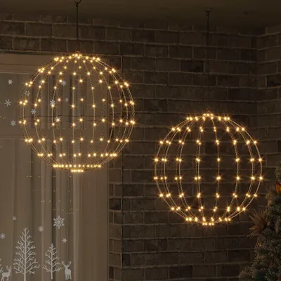 Obrázok produktu pre vidaXL Guľatá lampa, 2 kusy, teplá biela, 60 x 60 x 62 cm, kov, 384 LED