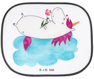 Produktbild von Mr. & Mrs. Panda Sonnenschutz Auto Einhorn Verliebt - Weiß - Geschenk, Liebe, saugnapf, Sonnenblende, autofenster, Einhörner, Wolke, Unicorn, hitzeschutz, Freundin