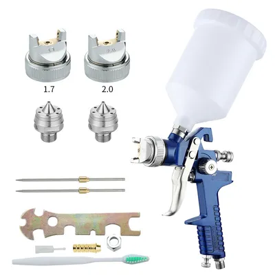Produktbild von H-827P Farbspritzpistole - professionelles Farbsprühsystem mit 600ml Kunststoffbecher und 1,4mm Edelstahldüse + 2x 1,7mm & 2,0mm Düsenset