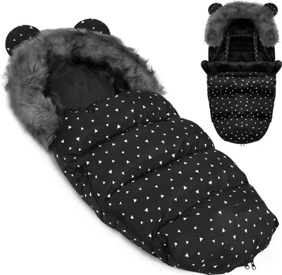 Produktbild von Elmi Ricokids Schlafsack für Kinderwagen, Schlitten - Schwarz mit Dreiecken