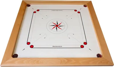 Produktbild von Carrom Board Turnier Meisterstück74x74 cm mit Zubehör. Top Verarbeitung Europe - 4000