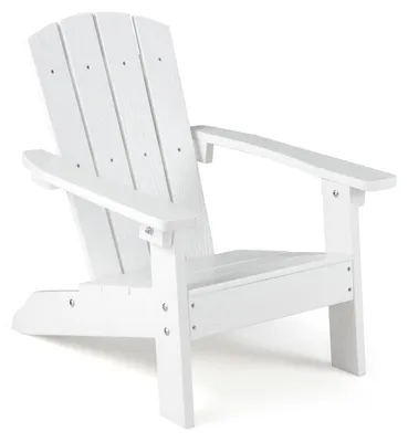 Produktbild von COSTWAY Adirondack Stuhl wetterfest aus HIPS, Gartenstuhl mit ergonomischer Rücken- & Armlehnen, Outdoor-Stuhl für Kinder ab 3 Jahren Weiß