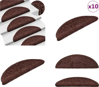 Produktbild von vidaXL Stufenmatten 10 Stk. 56x17x3 cm Braun - Treppenmatte - Treppenmatten - Treppenteppich - Treppenschutz